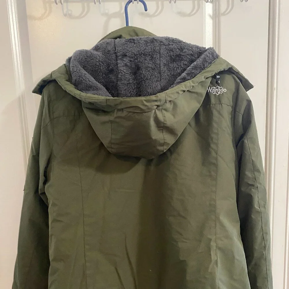 Wantdo Winter Fleece Lined Coat Ski Olive Green